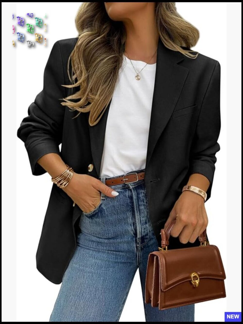 Business Casual Blazer Long Sleeve Lapel Open Front Fitted Work Jacket Pockets